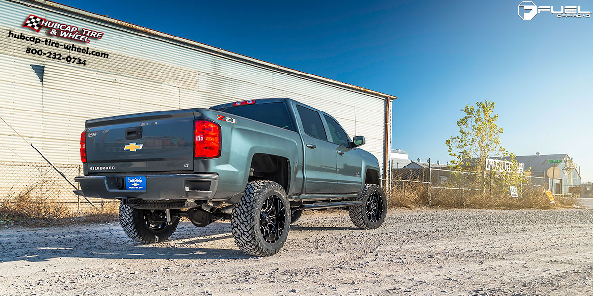 vehicle gallery/chevrolet silverado 1500 fuel vandal d627 20x9  Gloss Black & Milled wheels and rims