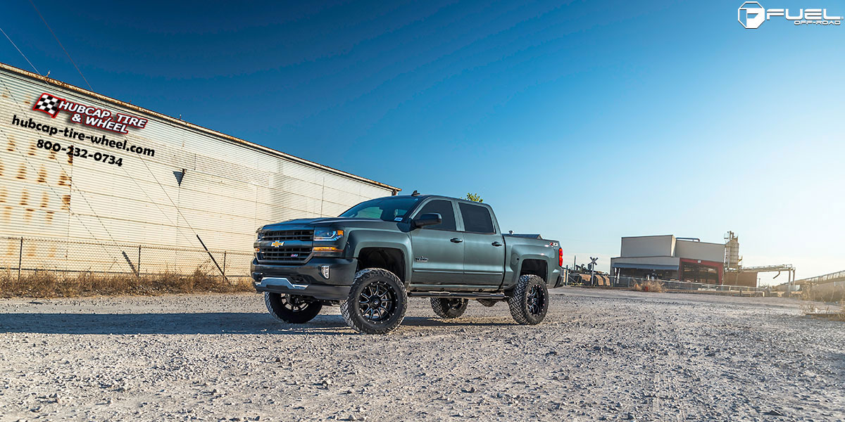 vehicle gallery/chevrolet silverado 1500 fuel vandal d627 20x9  Gloss Black & Milled wheels and rims