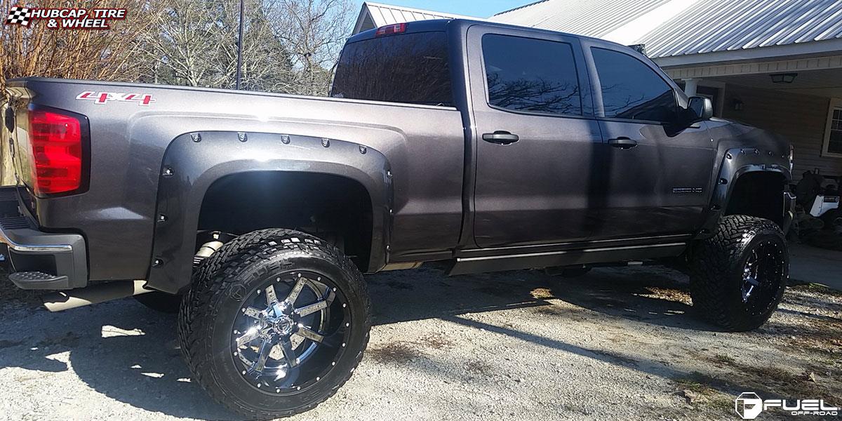 vehicle gallery/chevrolet silverado 2500 hd fuel maverick d260 22X14  Chrome with Gloss Black Lip wheels and rims