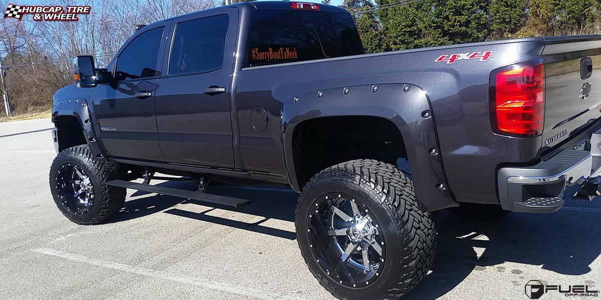 vehicle gallery/chevrolet silverado 2500 hd fuel maverick d260 22X14  Chrome with Gloss Black Lip wheels and rims