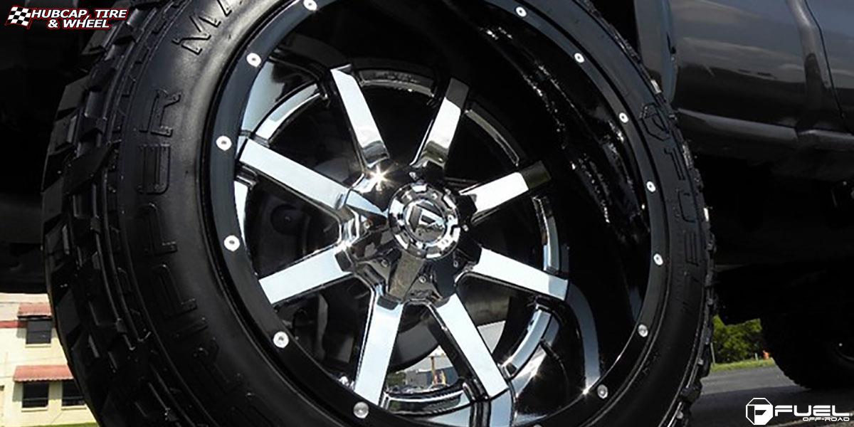 vehicle gallery/chevrolet silverado 2500 hd fuel maverick d260 22X14  Chrome with Gloss Black Lip wheels and rims