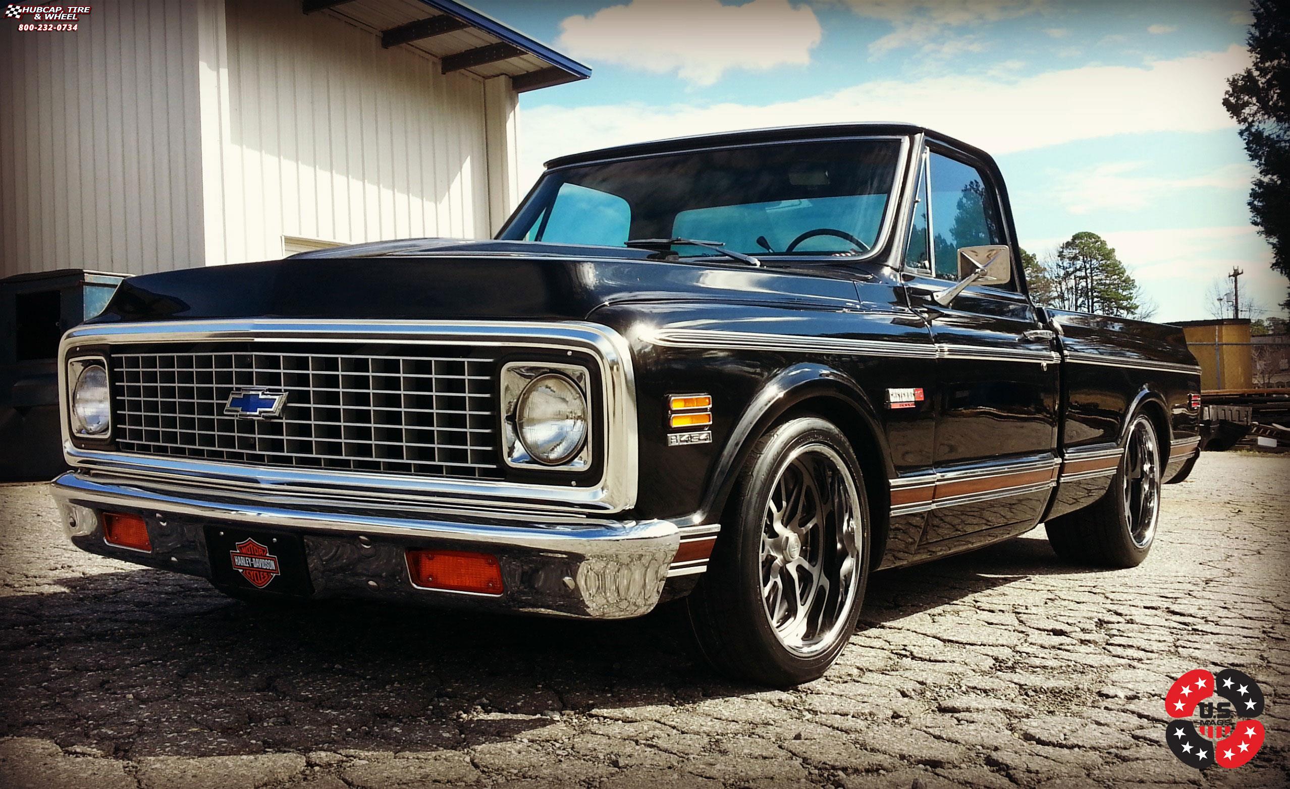 vehicle gallery/chevrolet cheyenne us mags rambler u425 0X0  Matte Black Windows | Brushed Face | Matte DDT wheels and rims