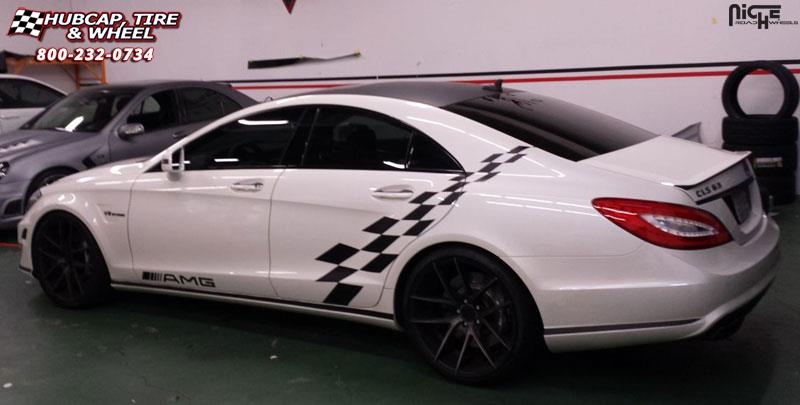 vehicle gallery/mercedes benz cls63 niche targa m130 20x85 Black & Machined with Dark Tint wheels and rims