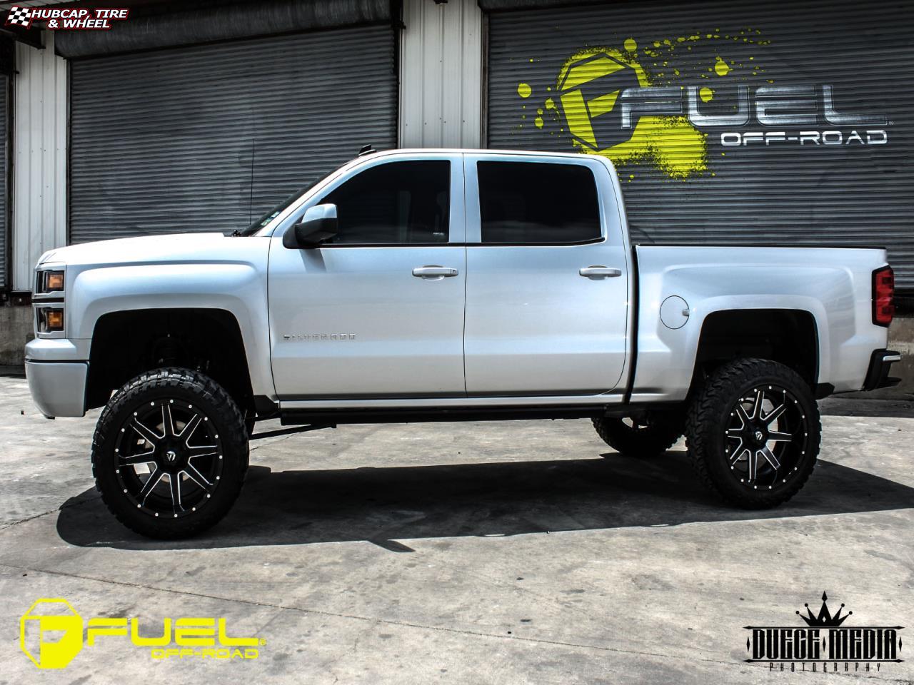 vehicle gallery/chevrolet silverado fuel maverick d262 22X12 Black & Milled wheels and rims