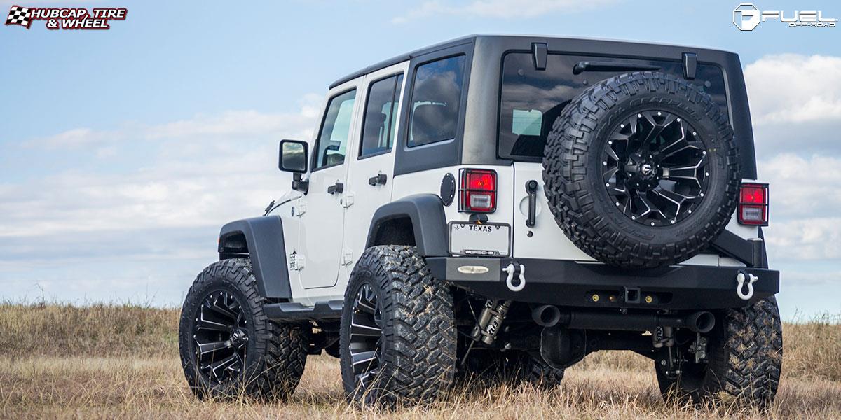 vehicle gallery/jeep wrangler fuel assault d546 20X12  Black & Milled wheels and rims