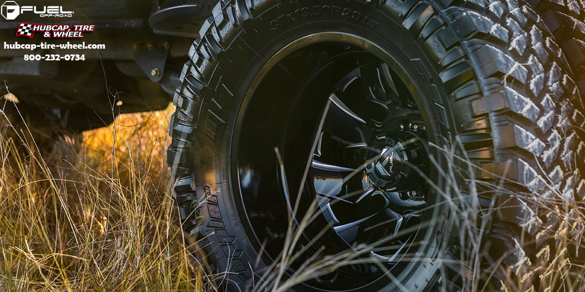 vehicle gallery/dodge ram 3500 dually fuel cleaver d574 20x825  Gloss Black Milled wheels and rims