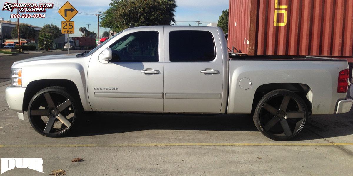 vehicle gallery/chevrolet silverado 1500 dub baller s116 26X10 Black & Machined with Dark Tint wheels and rims