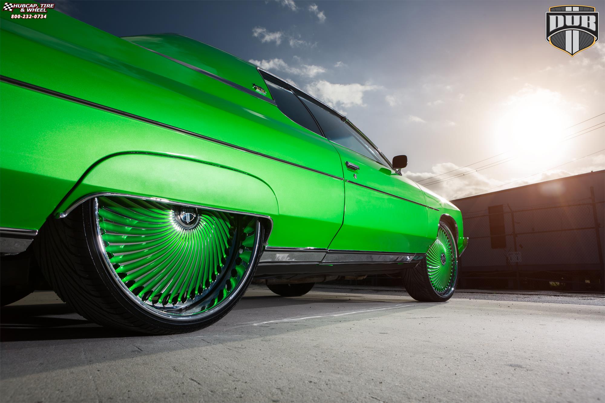 vehicle gallery/chevrolet caprice dub s713 diragio 26X9  Green w/ chrome accents wheels and rims