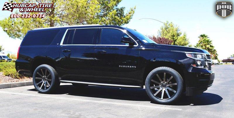 vehicle gallery/chevrolet suburban dub shot calla s121 22X9.5  Black & Machined with Dark Tint wheels and rims