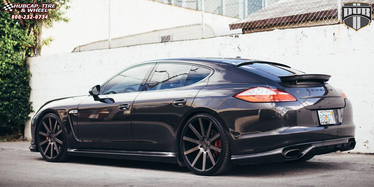 vehicle gallery/porsche panamera dub shot calla s121 22X9  Black & Machined with Dark Tint wheels and rims