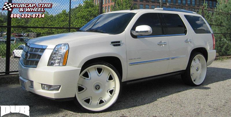 vehicle gallery/cadillac escalade dub bandito s138 28X10  Custom White wheels and rims