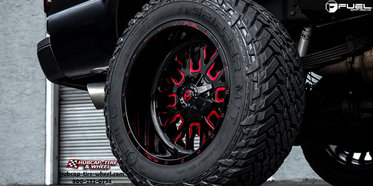 vehicle gallery/ford f 250 super duty fuel stroke d612 22x12  Gloss Black Milled w/ Red Accents wheels and rims