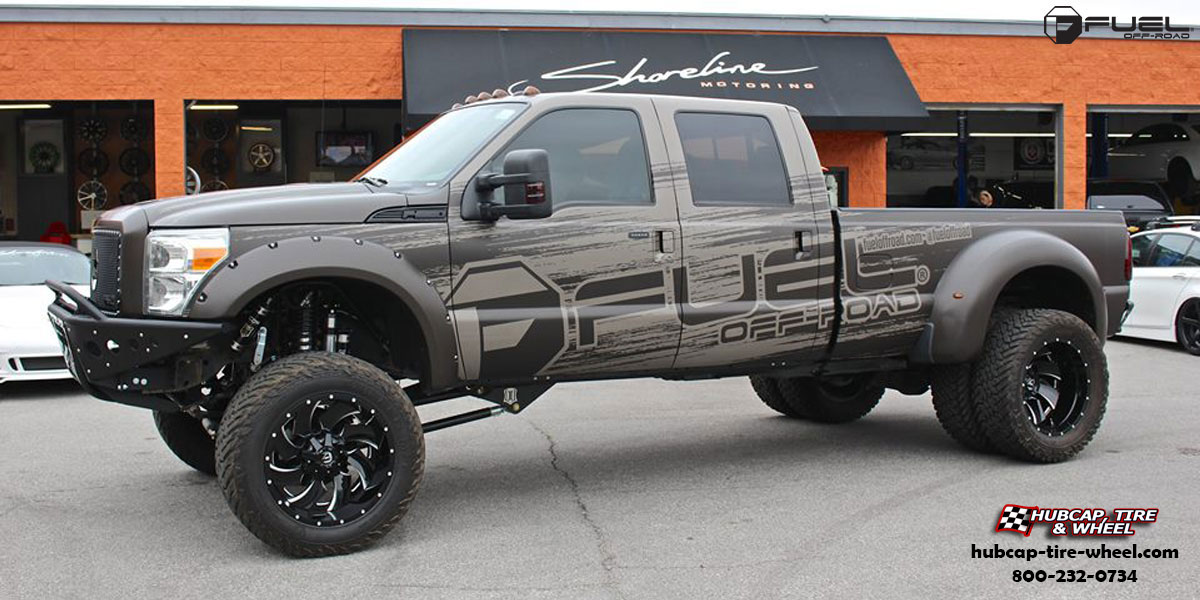 vehicle gallery/ford f 350 dually fuel cleaver d239 22x825  Gloss Black Milled wheels and rims