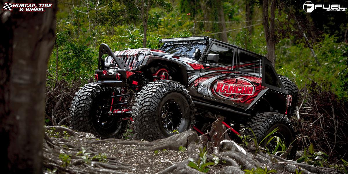 vehicle gallery/jeep wrangler fuel cleaver d239 20X14  Gloss Black & Milled wheels and rims