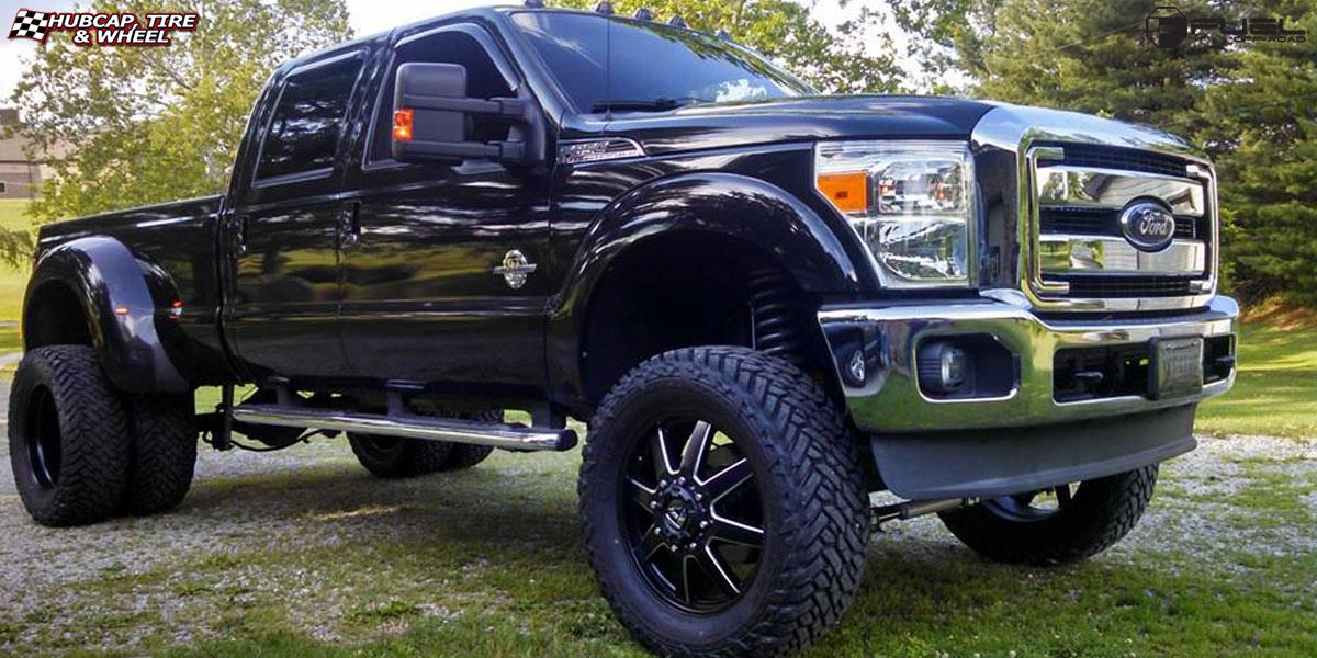 vehicle gallery/ford f 350 dually fuel maverick dually front d538 22X8  Black & Milled wheels and rims