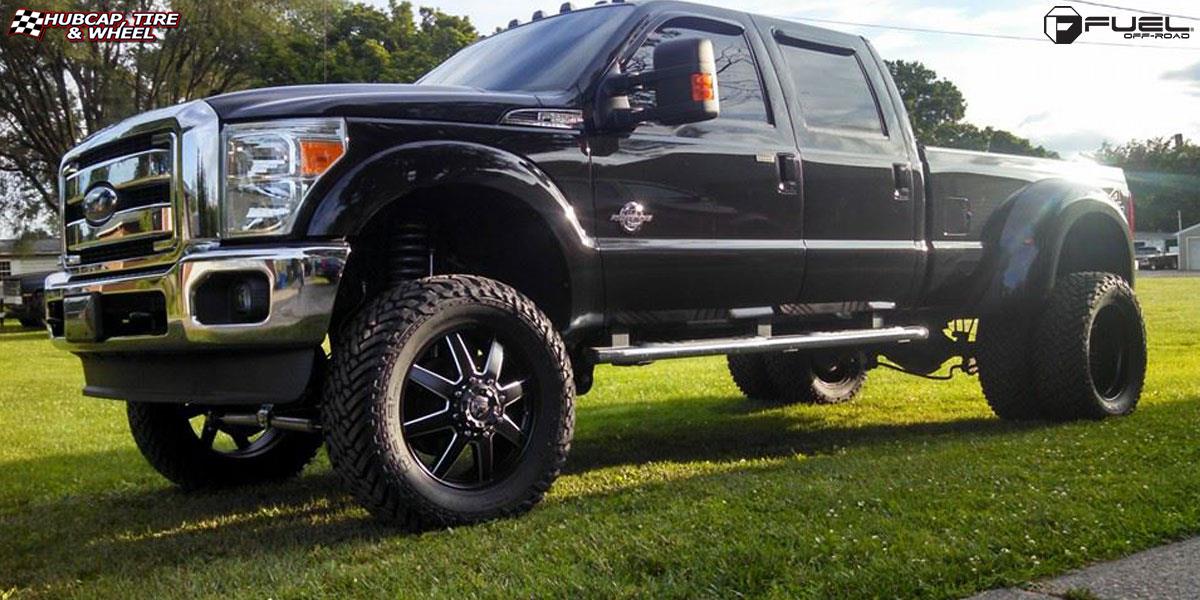 vehicle gallery/ford f 350 dually fuel maverick dually front d538 22X8  Black & Milled wheels and rims