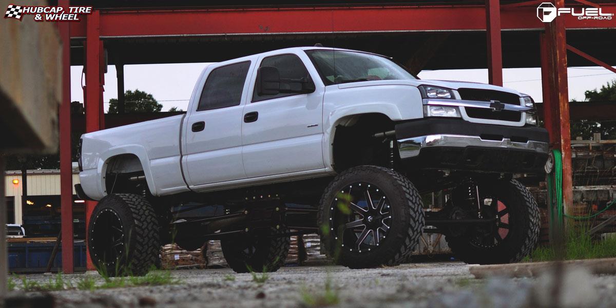 vehicle gallery/chevrolet silverado 2500 fuel maverick d262 24X16  Black & Milled wheels and rims
