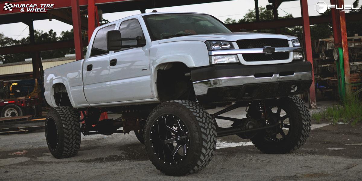 vehicle gallery/chevrolet silverado 2500 fuel maverick d262 24X16  Black & Milled wheels and rims