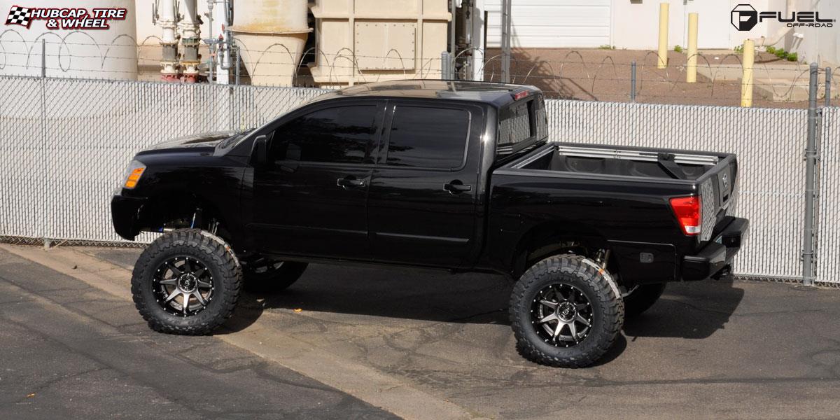 vehicle gallery/nissan titan fuel rampage d238 20X12  Anthracite center, gloss black lip wheels and rims