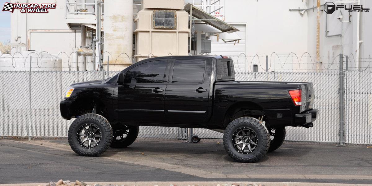 vehicle gallery/nissan titan fuel rampage d238 20X12  Anthracite center, gloss black lip wheels and rims