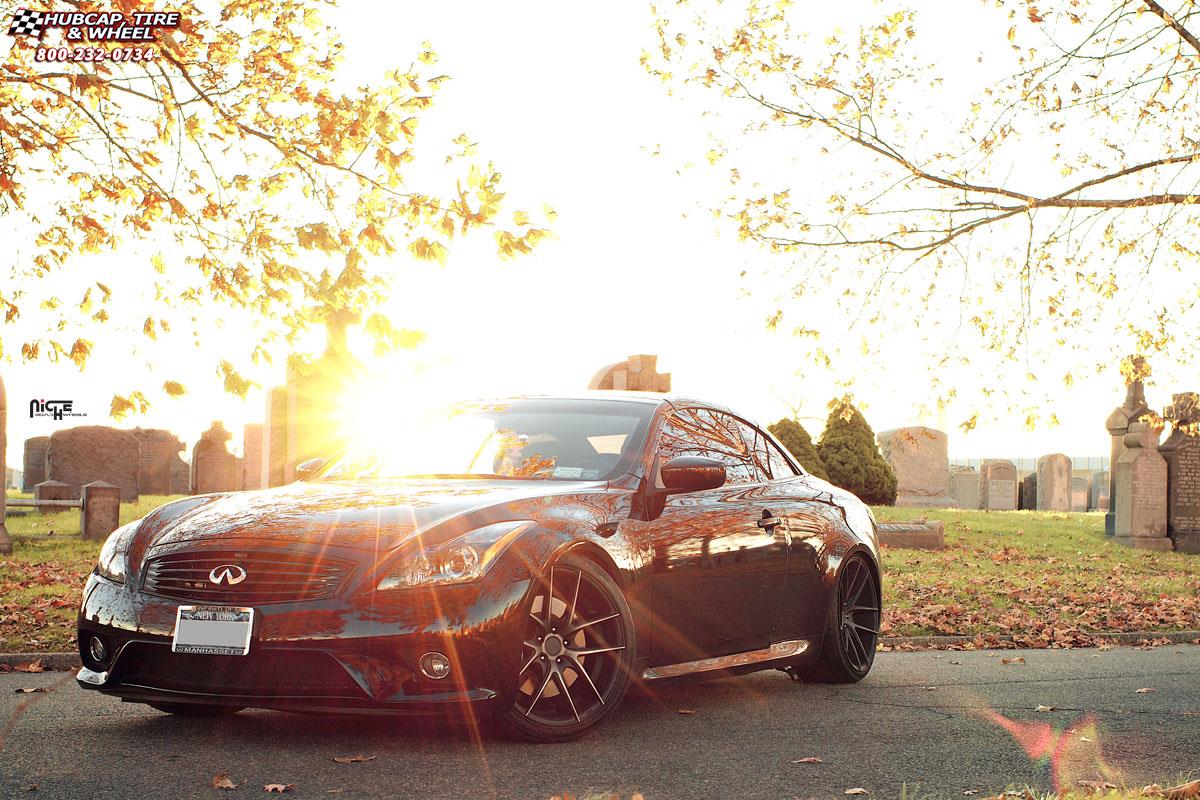 vehicle gallery/infiniti g37 niche targa m130  Black & Machined with Dark Tint wheels and rims