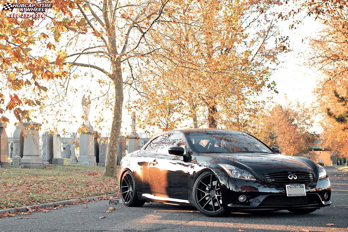 vehicle gallery/infiniti g37 niche targa m130  Black & Machined with Dark Tint wheels and rims