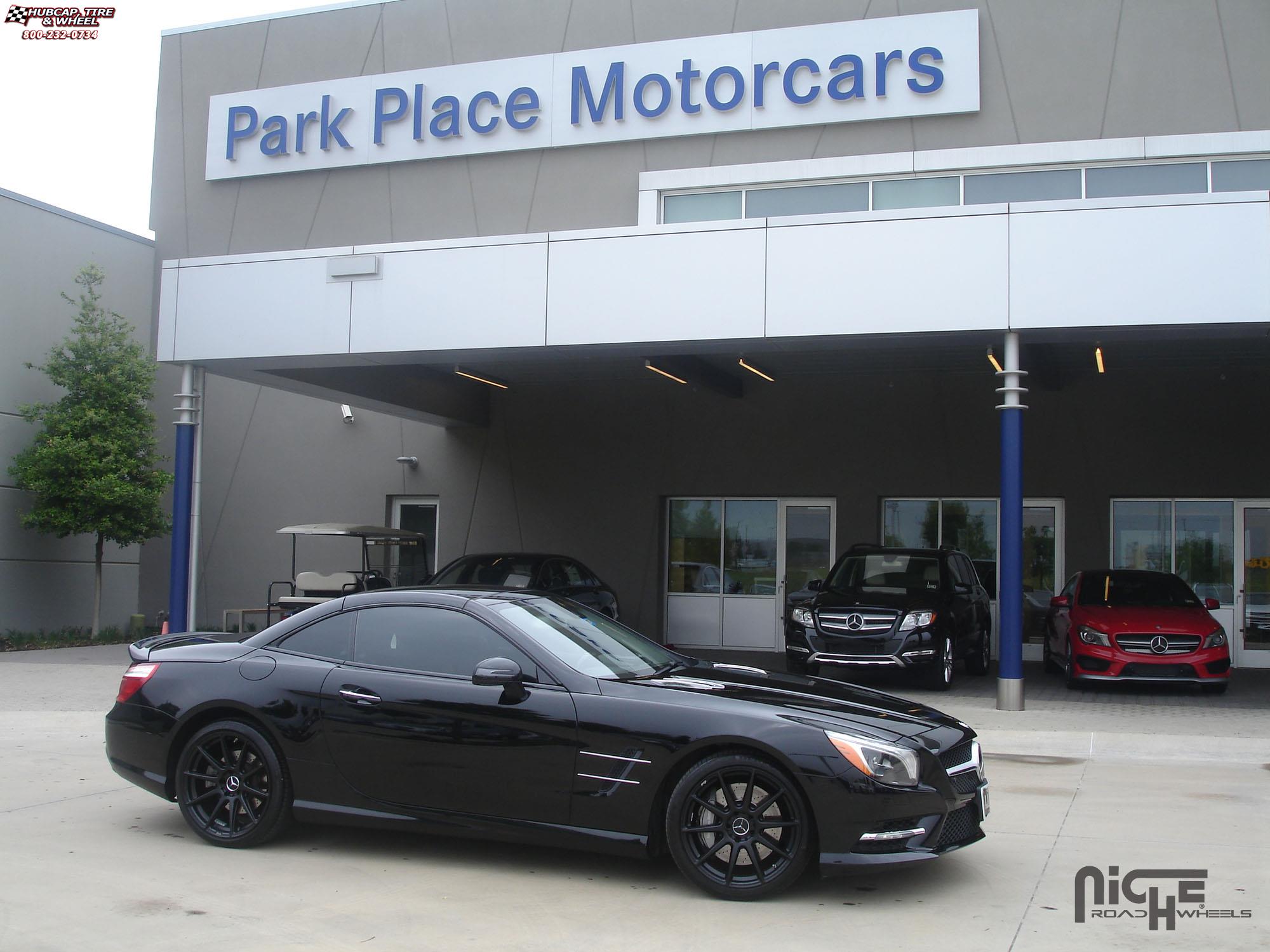 vehicle gallery/mercedes benz sl550 niche essen m147 19x85  Matte Black wheels and rims