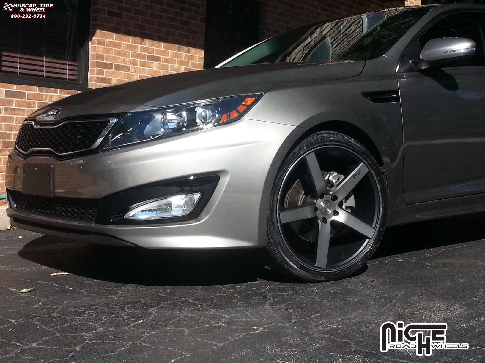 vehicle gallery/kia optima niche milan m134 Black & Machined with Dark Tint wheels and rims