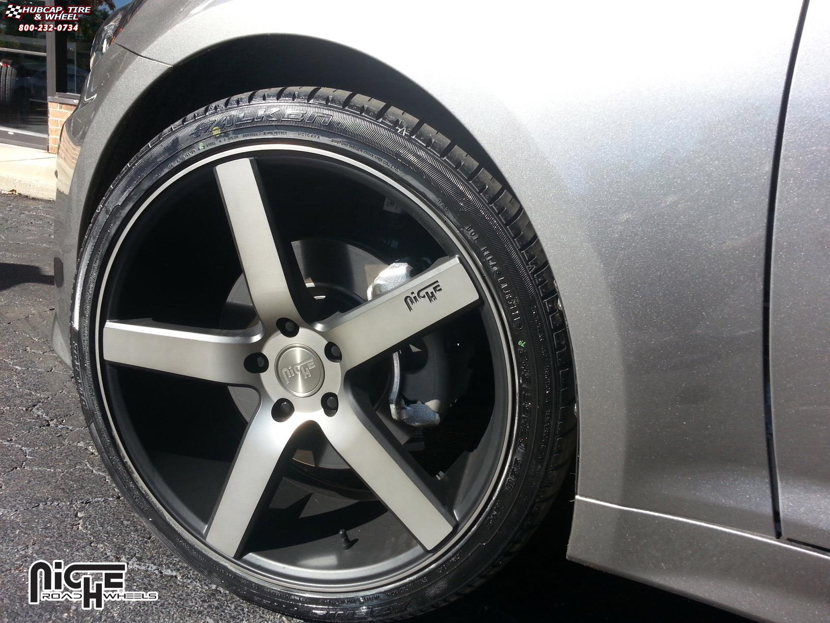 vehicle gallery/kia optima niche milan m134 Black & Machined with Dark Tint wheels and rims