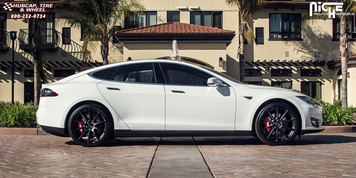 vehicle gallery/tesla model s niche essen m147 21x9  Matte Black wheels and rims