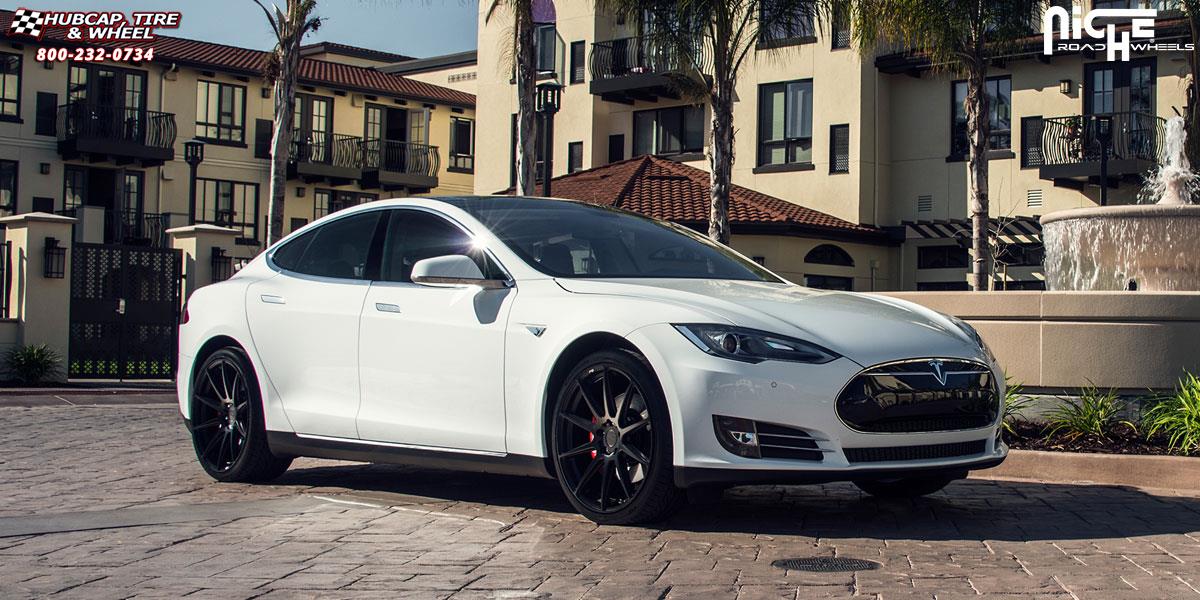 vehicle gallery/tesla model s niche essen m147 21x9  Matte Black wheels and rims