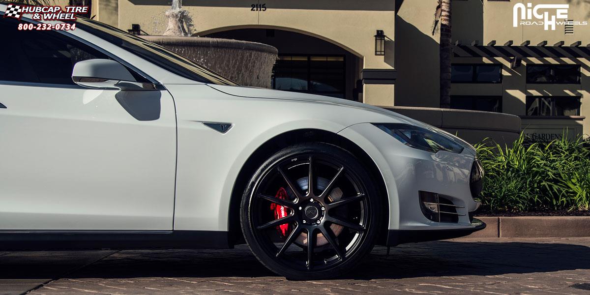 vehicle gallery/tesla model s niche essen m147 21x9  Matte Black wheels and rims