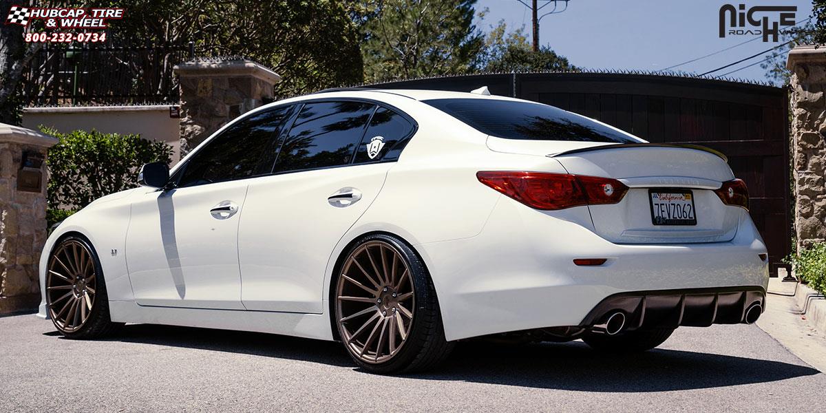 vehicle gallery/infiniti q50 niche form m158 20x10  Bronze wheels and rims