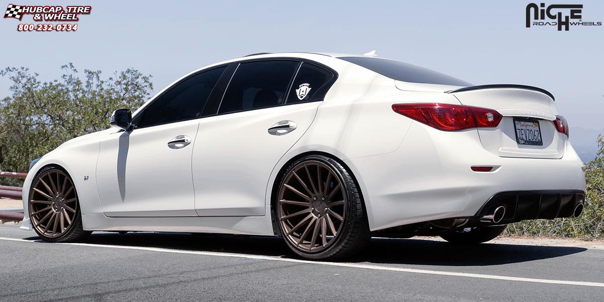 vehicle gallery/infiniti q50 niche form m158 20x10  Bronze wheels and rims