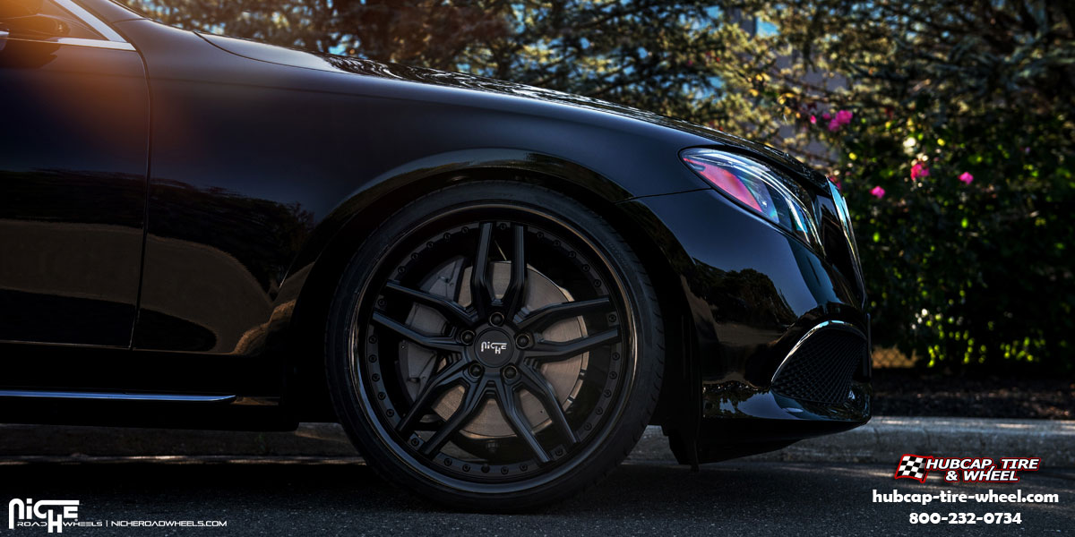 vehicle gallery/mercedes benz e300 niche m194 methos 20  Matte Black w/ Gloss Black Lip wheels and rims