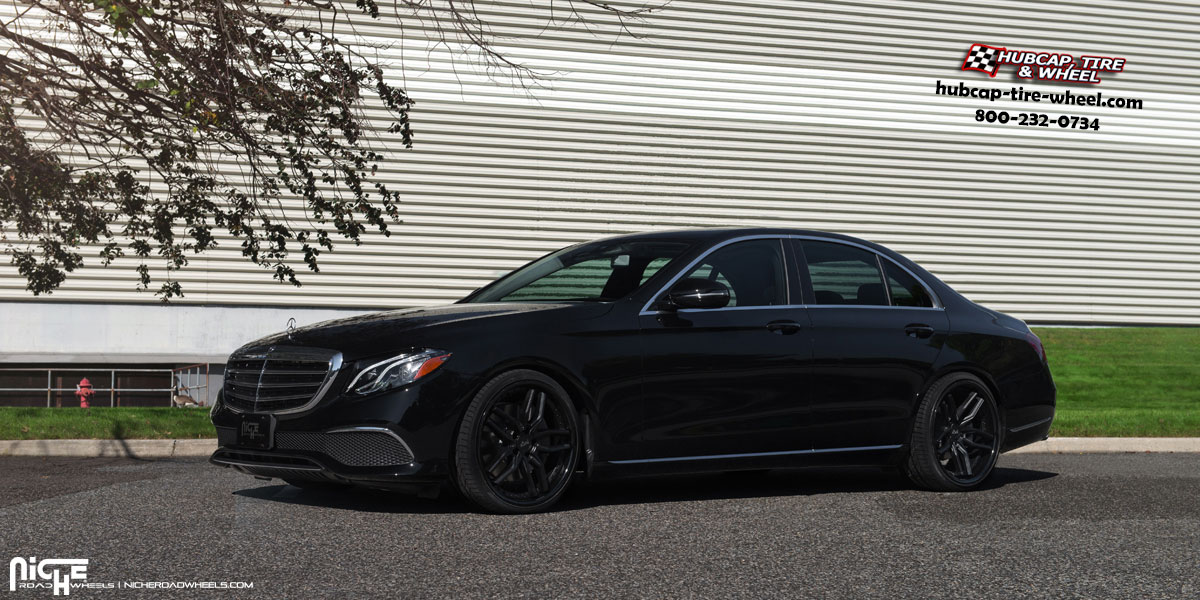 vehicle gallery/mercedes benz e300 niche m194 methos 20  Matte Black w/ Gloss Black Lip wheels and rims