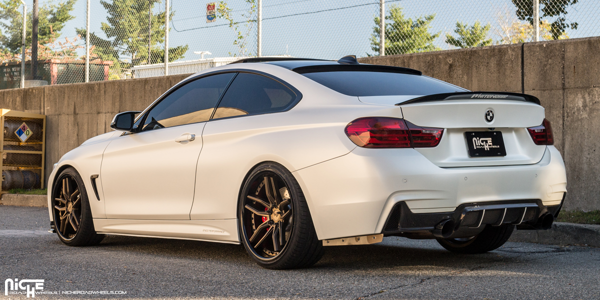 vehicle gallery/bmw 435i xdrive niche m195 methos 20  Bronze w/ Gloss Black Lip wheels and rims