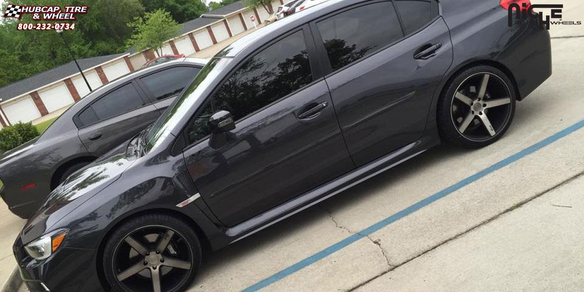 vehicle gallery/subaru wrx niche milan m134 19x95  Black & Machined with Dark Tint wheels and rims