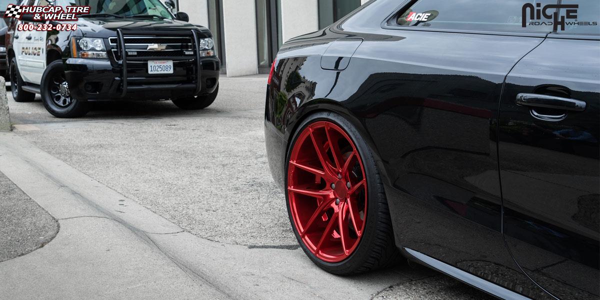 vehicle gallery/audi a5 niche targa m130 20x105  Candy Red Custom Paint wheels and rims