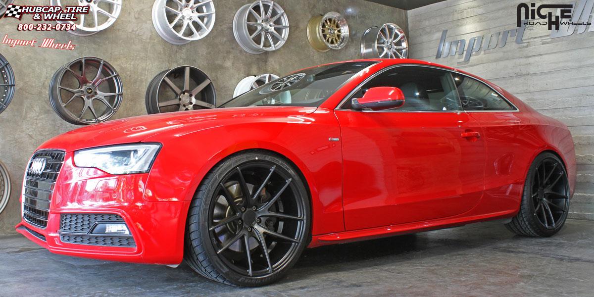 vehicle gallery/audi s5 niche targa m130 20x105 Black & Machined with Dark Tint wheels and rims