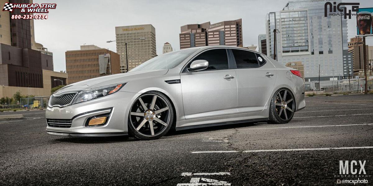 vehicle gallery/kia optima niche verona m150 20x9  Black & Machined with Dark Tint wheels and rims