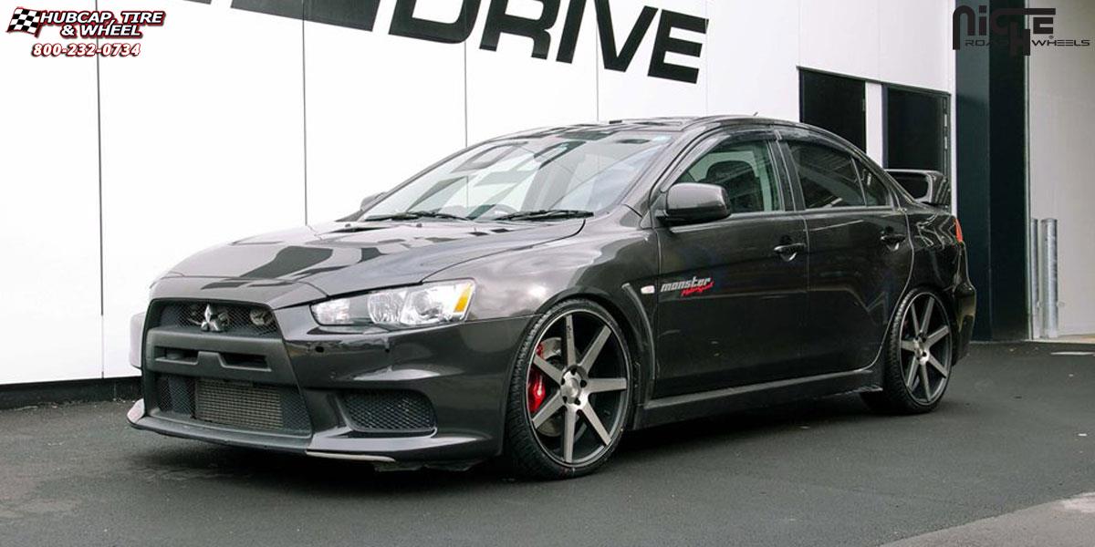 vehicle gallery/mitsubishi evo x niche verona m150 20x9 Black & Machined with Dark Tint wheels and rims