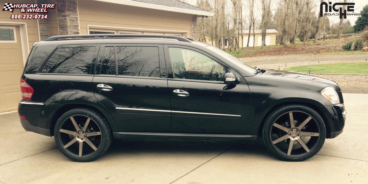 vehicle gallery/mercedes benz gl niche verona m150 24x10  Black & Machined with Dark Tint wheels and rims