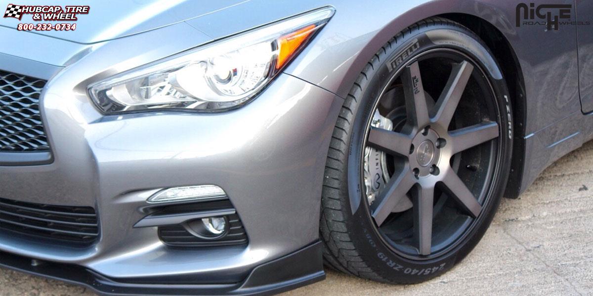 vehicle gallery/infiniti q50 niche verona m150 19x85  Black & Machined with Dark Tint wheels and rims