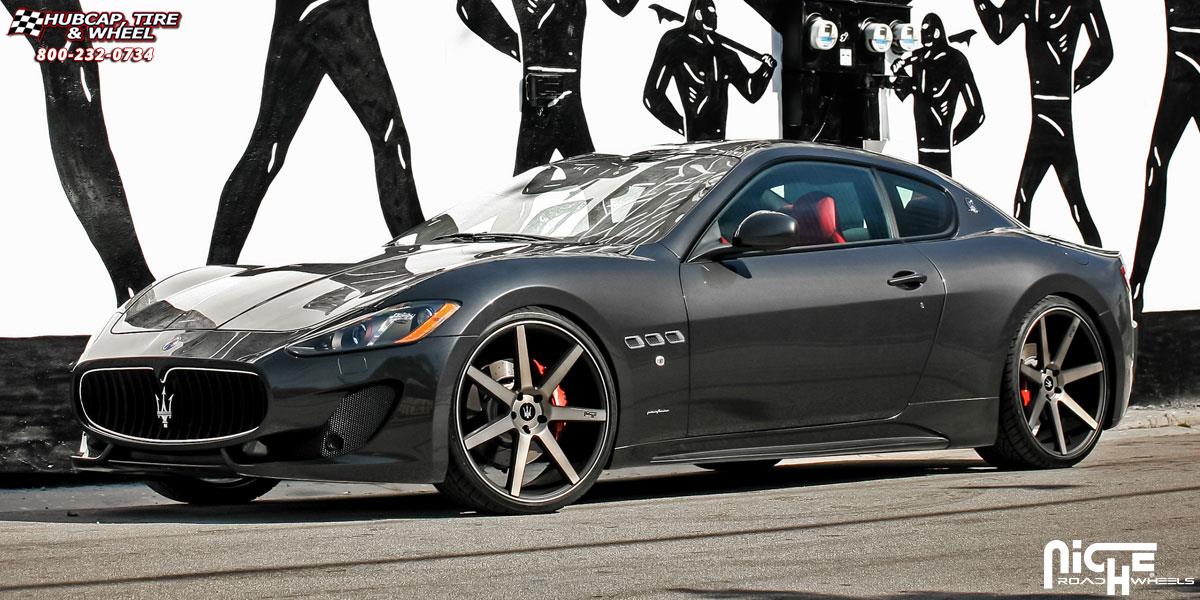 vehicle gallery/maserati gran turismo mc niche verona m150 22x9  Black & Machined with Dark Tint wheels and rims