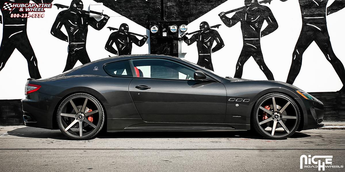 vehicle gallery/maserati gran turismo mc niche verona m150 22x9  Black & Machined with Dark Tint wheels and rims