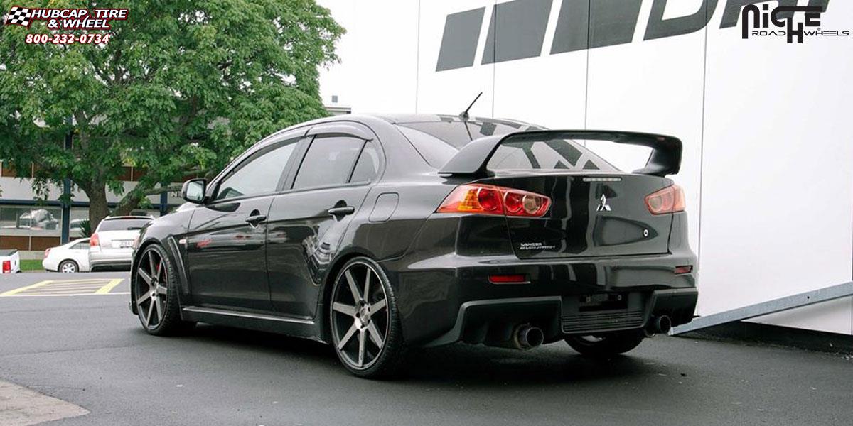 vehicle gallery/mitsubishi evo x niche verona m150 20x9 Black & Machined with Dark Tint wheels and rims