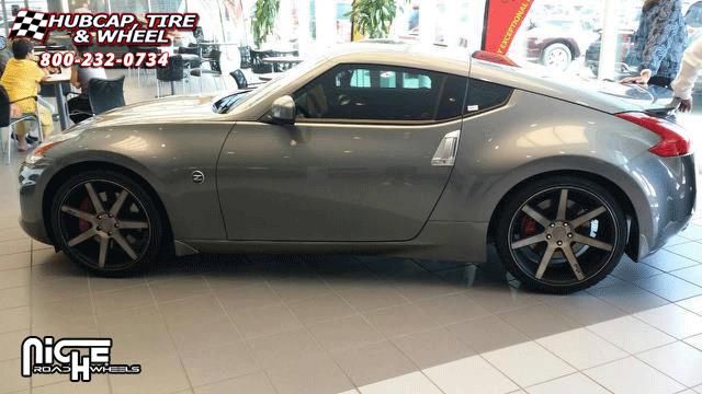 vehicle gallery/nissan 370z niche verona m150 20x85 Black & Machined with Dark Tint wheels and rims