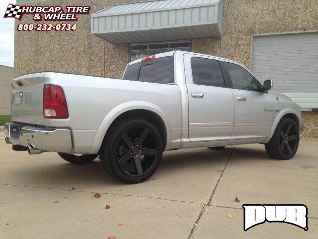 vehicle gallery/dodge ram dub baller s116  Black & Machined with Dark Tint wheels and rims