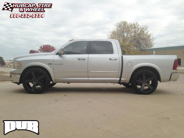 vehicle gallery/dodge ram dub baller s116  Black & Machined with Dark Tint wheels and rims